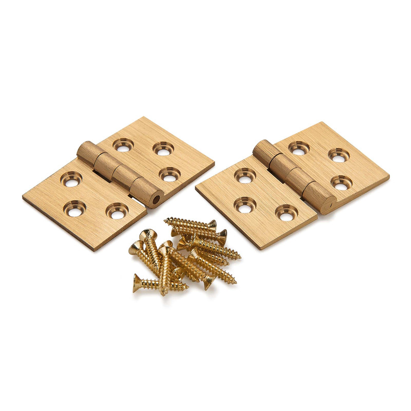 Broad Cabinet Hinge with Screw - Solid Brass - Pair - Size:2" x 1-1/4"